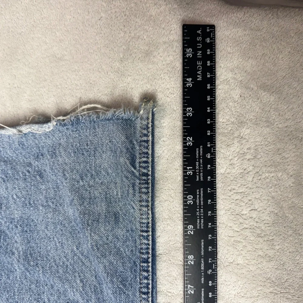 Zara High Waisted Wide Leg Distressed Jeans Light Wash Blue Size 0 24W